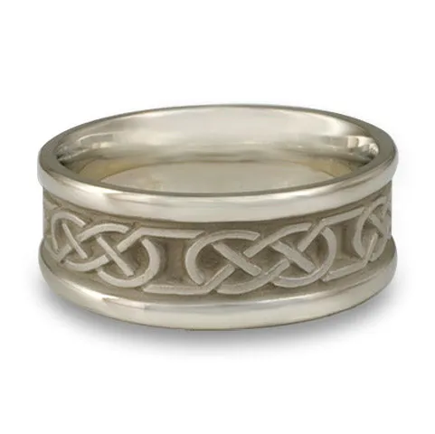 Narrow Self Bordered Love Knot Wedding Ring in 14K White Gold