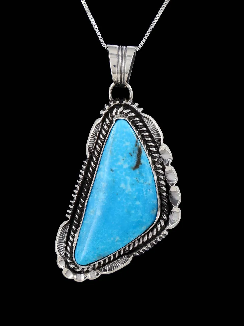 Native American Kingman Turquoise Sterling Silver Pendant