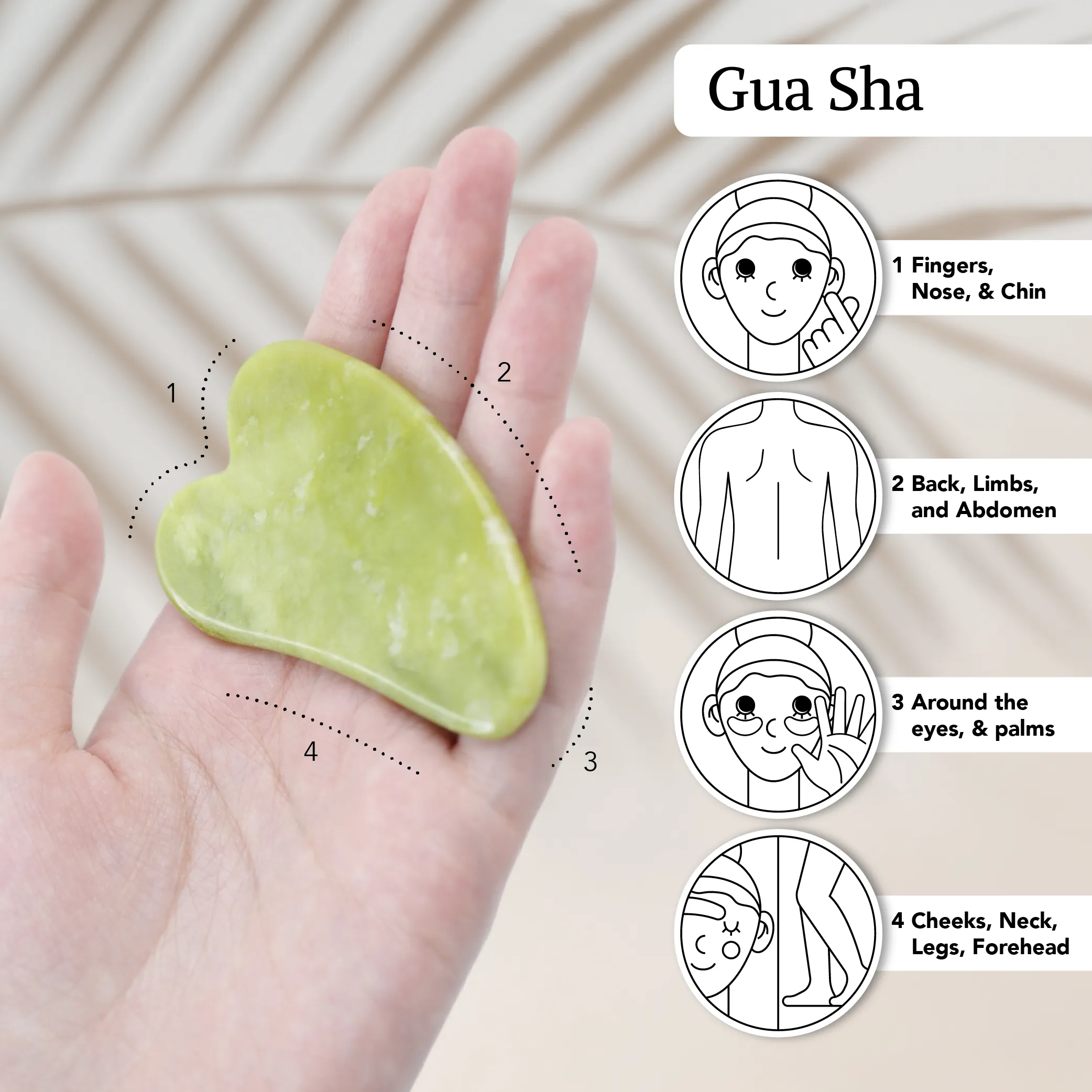 Natural Jade Gua Sha, Face Roller and Eye Roller Set