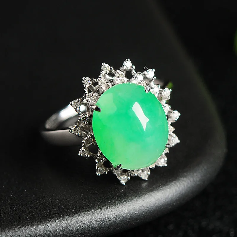 Natural Jade Ring Jadeite Gold Ring RG14