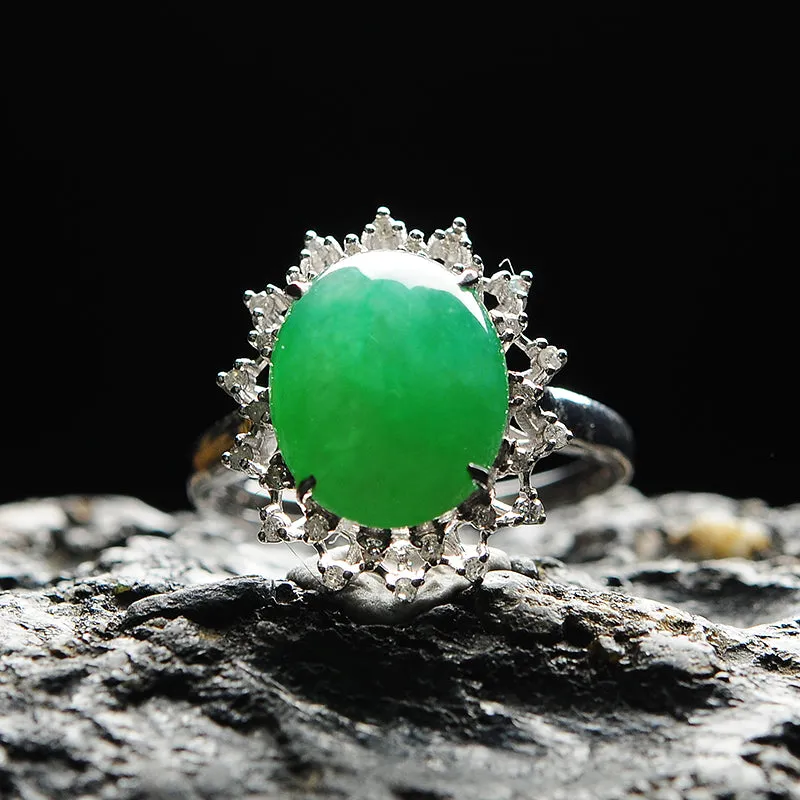 Natural Jade Ring Jadeite Gold Ring RG14