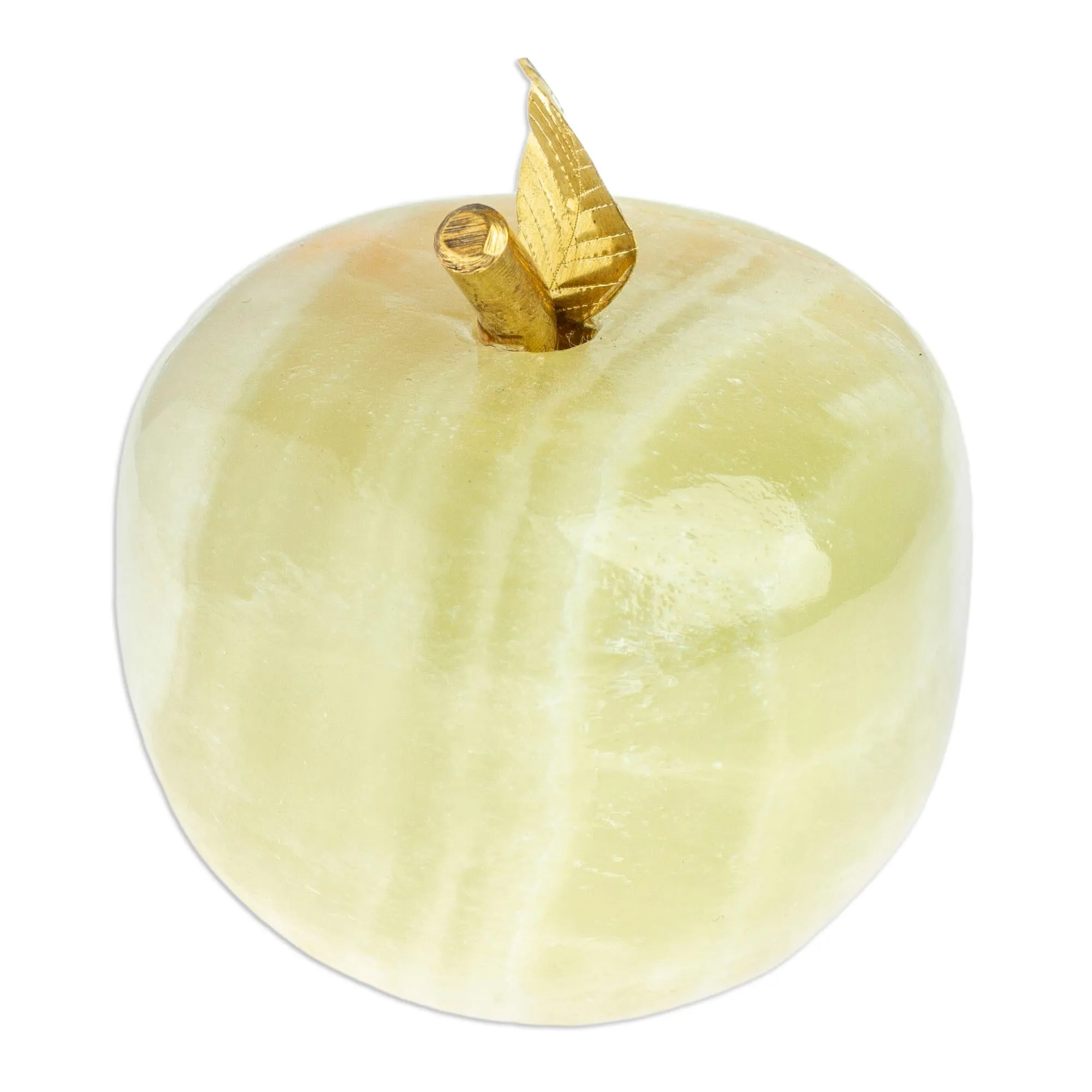 Onyx and Brass Apple Sculpture from Mexico - Eris Apple | NOVICA