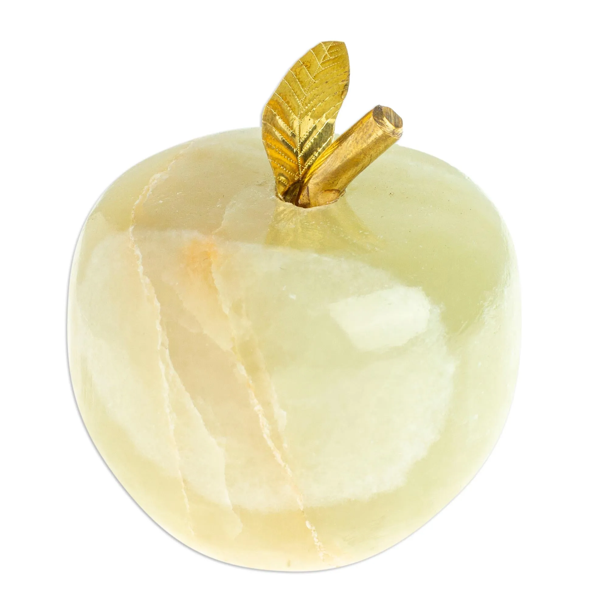 Onyx and Brass Apple Sculpture from Mexico - Eris Apple | NOVICA