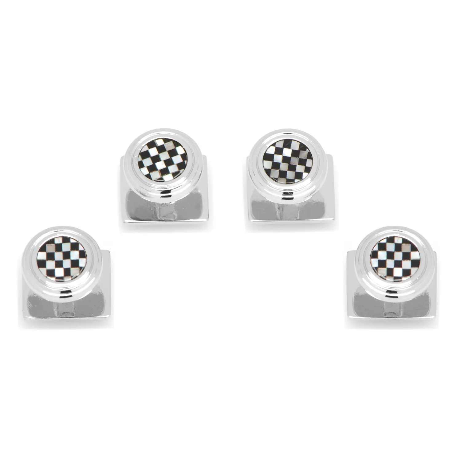 Onyx and Mother of Pearl Checker Step Studs