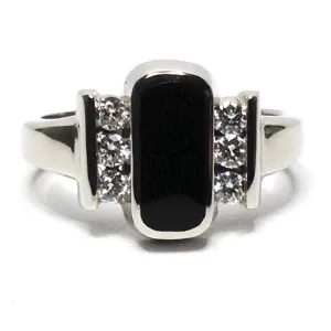 Onyx Oval Inlaid .24Ctw Diamond Ring