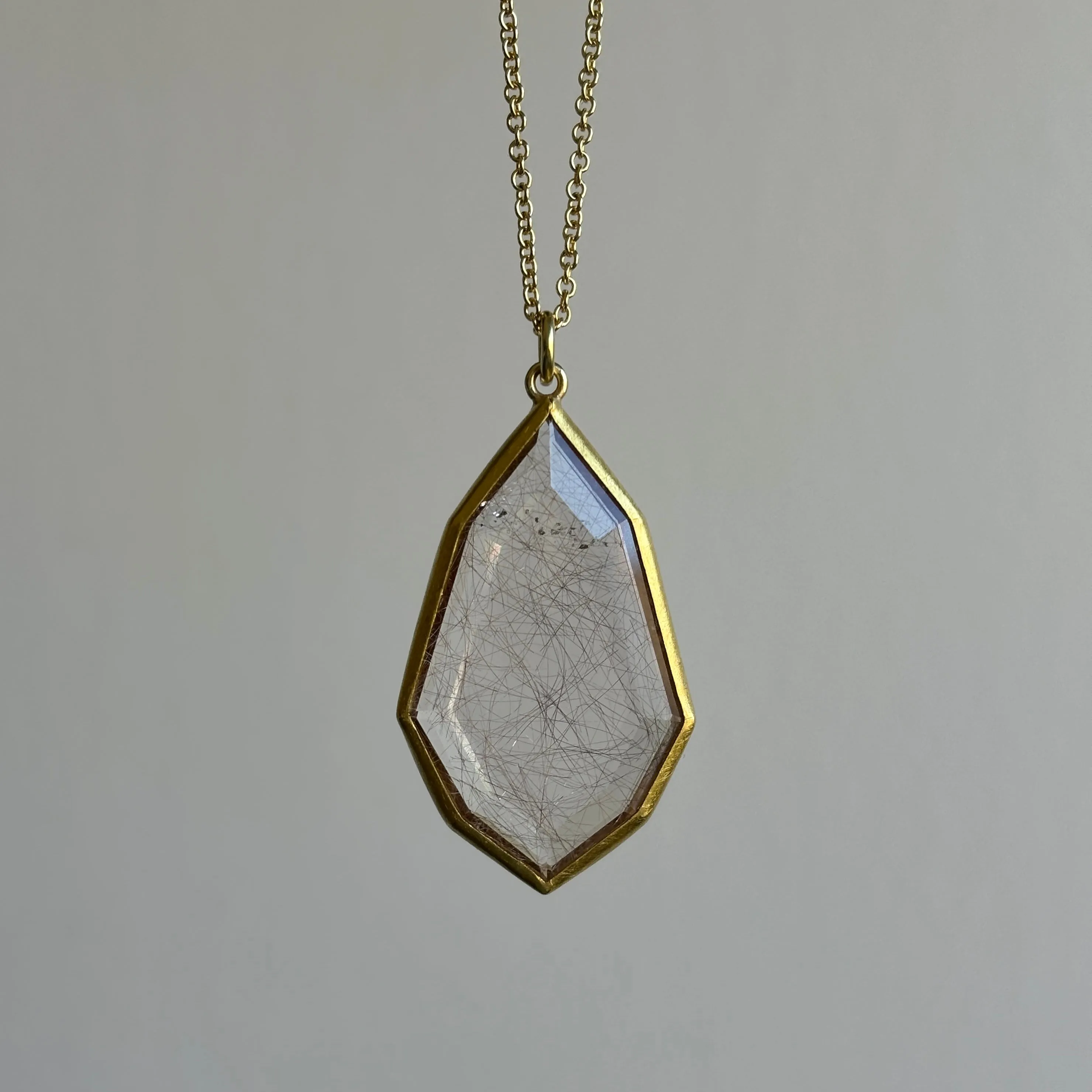 Open Back Rutilated Quartz Shield Pendant