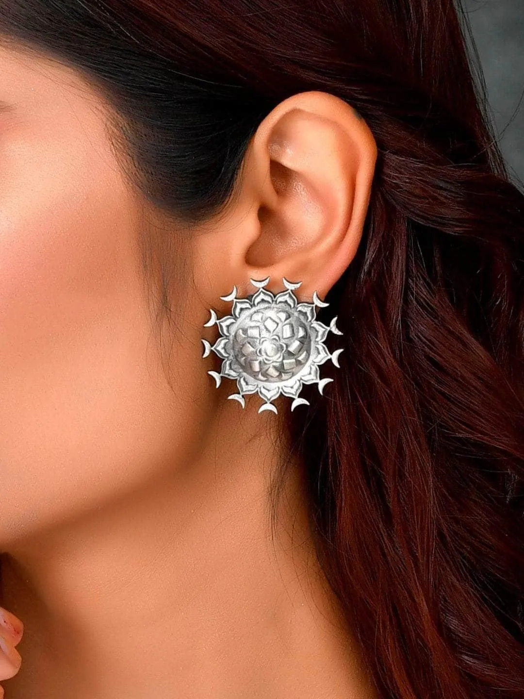 Oxidized Malsya Chakra Stud Earring