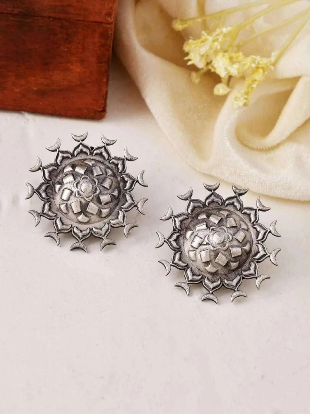 Oxidized Malsya Chakra Stud Earring