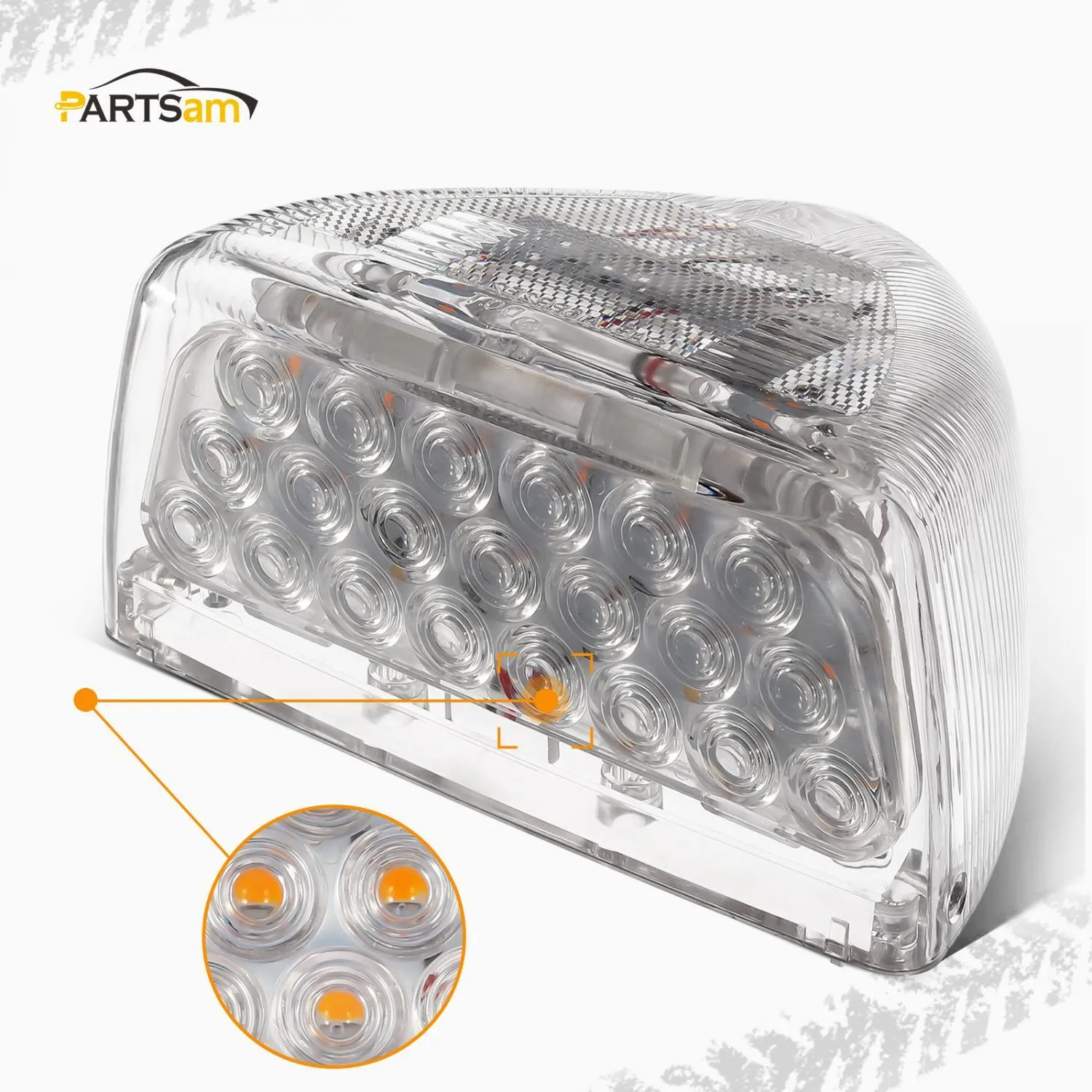 Partsam 1PC for Peterbilt Amber Headlight LED Turn Signal Park and Clearance Light P/T/C 31LED Clear Lens, for Peterbilt 379 359 357 365 378 Rectangle headlight Turn Signal Lights - RH or LH