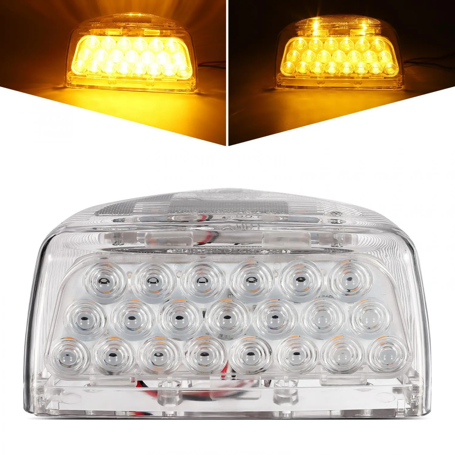 Partsam 1PC for Peterbilt Amber Headlight LED Turn Signal Park and Clearance Light P/T/C 31LED Clear Lens, for Peterbilt 379 359 357 365 378 Rectangle headlight Turn Signal Lights - RH or LH