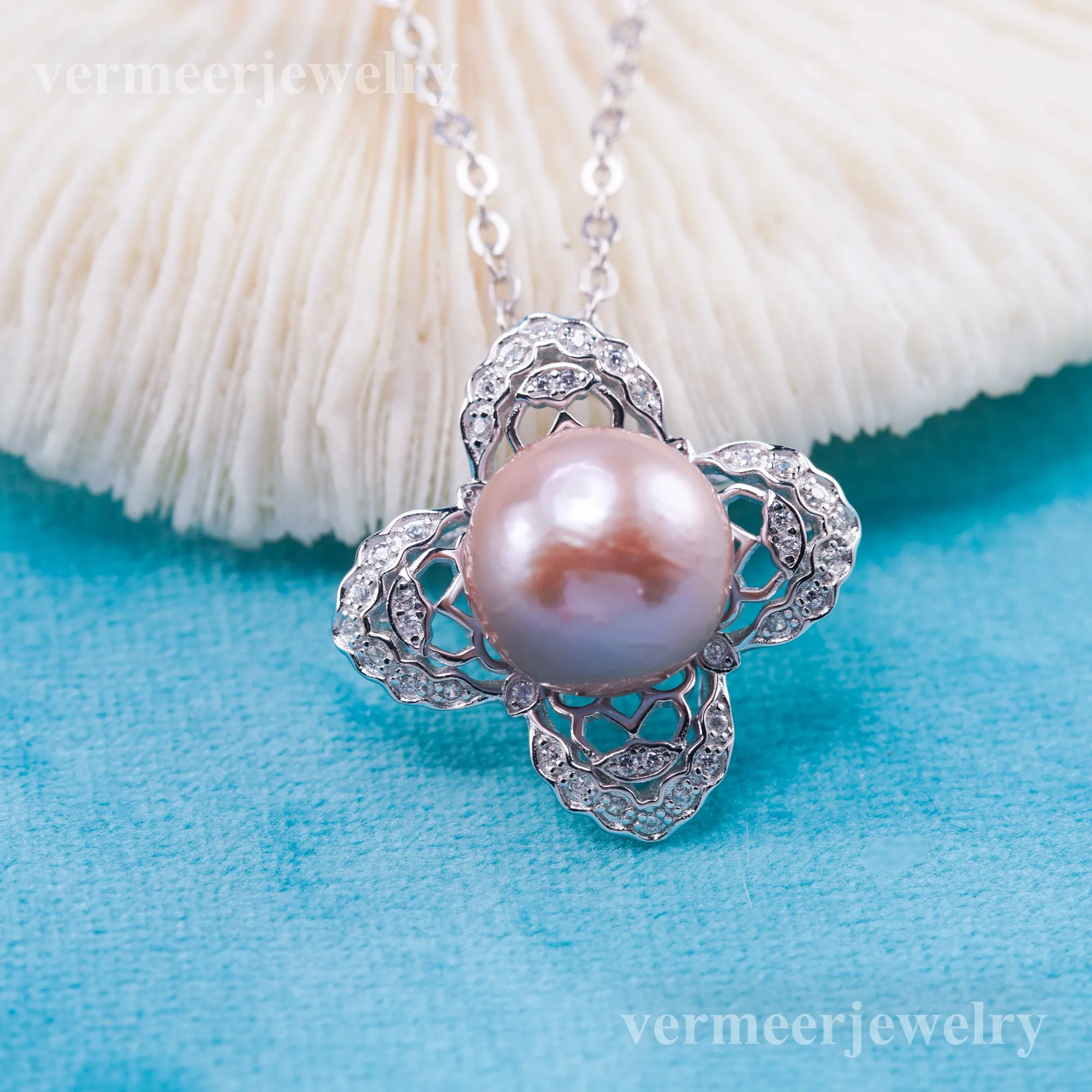 Pe011071 DIY 9-12mm Natural Freshwater pearl pendant accessory 925 sterling silver engagement jewelry necklace for women