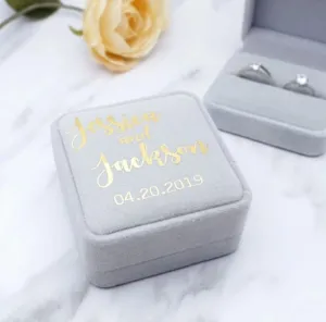 Personalized Wedding Ring Box, Custom Velvet Ring Box, Ring Bearer Box, Engagement Ring Box, Proposal Ring Box for Wedding Ceremony