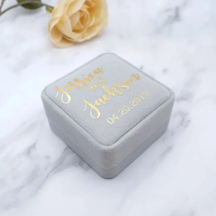 Personalized Wedding Ring Box, Custom Velvet Ring Box, Ring Bearer Box, Engagement Ring Box, Proposal Ring Box for Wedding Ceremony