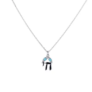 Petite Chai Pendant in "Turquoise"- Rhodium