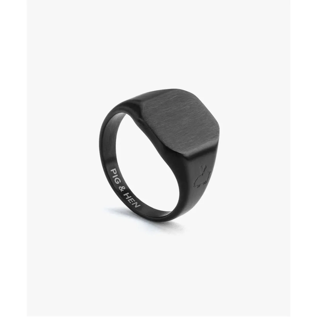 Pig & Hen Signet Ring 16mm Classic BLACK