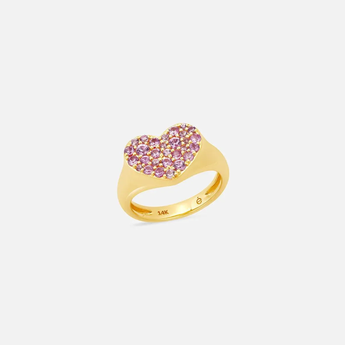 Pink Sapphire Smushed Heart Pinky Ring