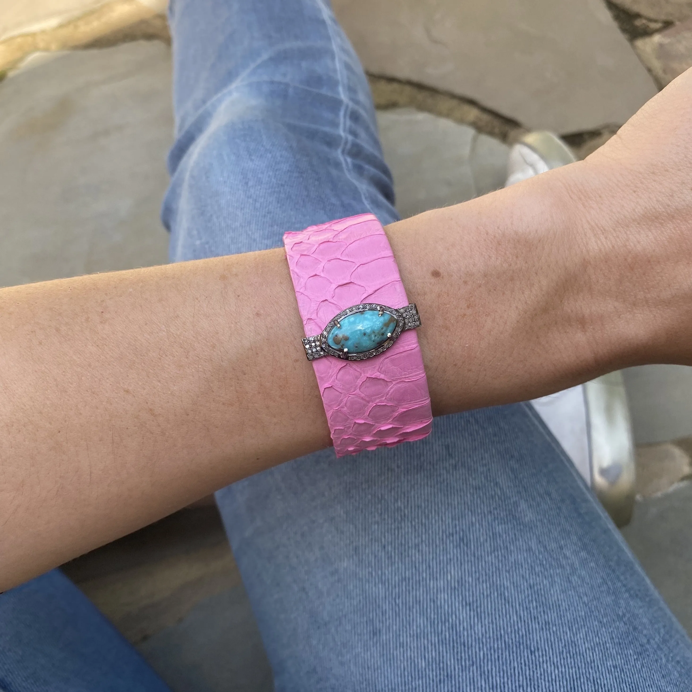 Pink Turquoise Python Cuff