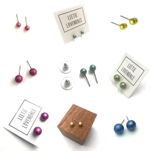 Pitted Pearl Ball Stud Earrings