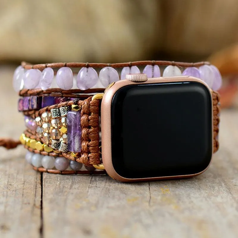 Purple Jade and Jasper Apple Watch Band