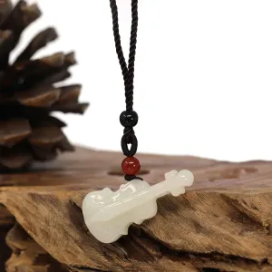 RealJade® Genuine White Nephrite Jade Violin Pendant Necklace