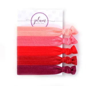 Red Ombre Hair Ties - Set of 5