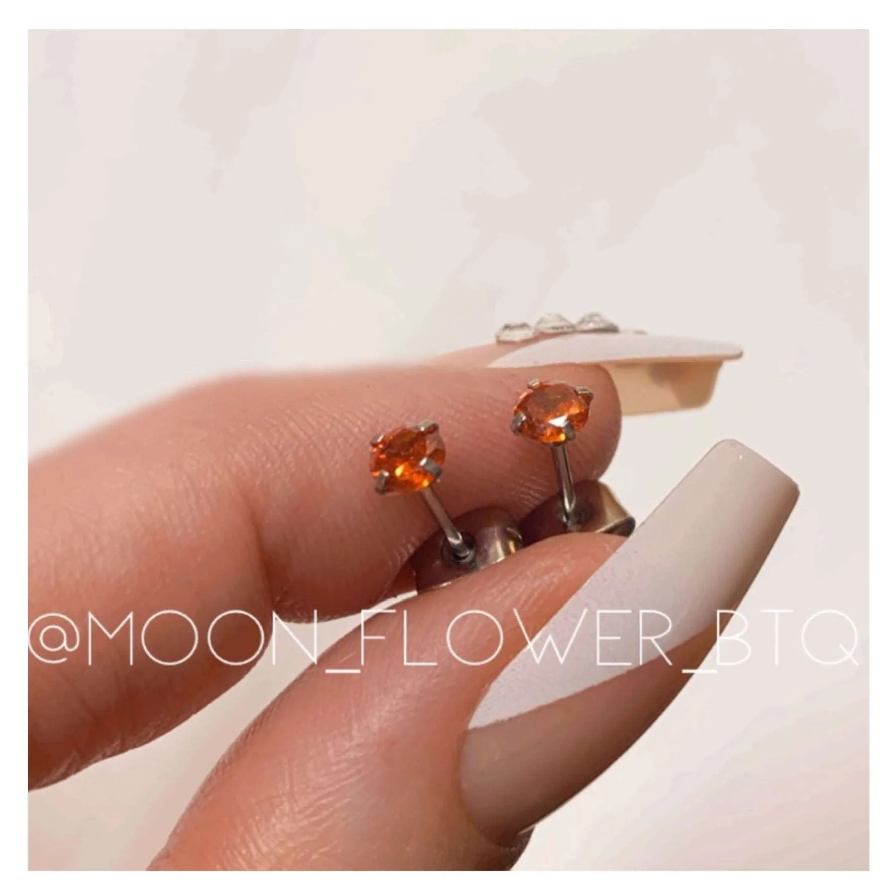 Red Orange CZ Stud Earrings