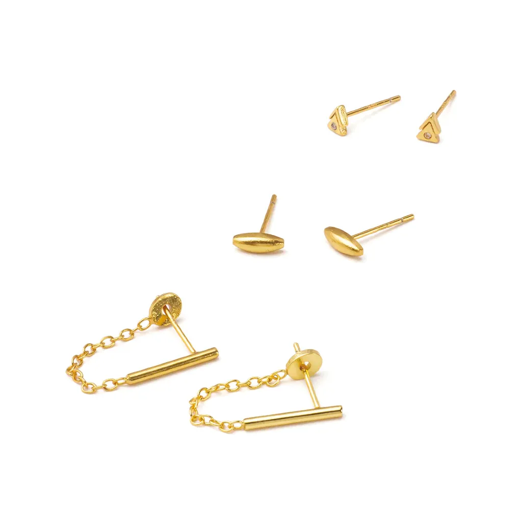 Refined Stud Earring Trio