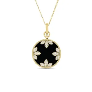 Roberto Coin 18k Yellow Gold Black Jade and Diamond Medallion Necklace