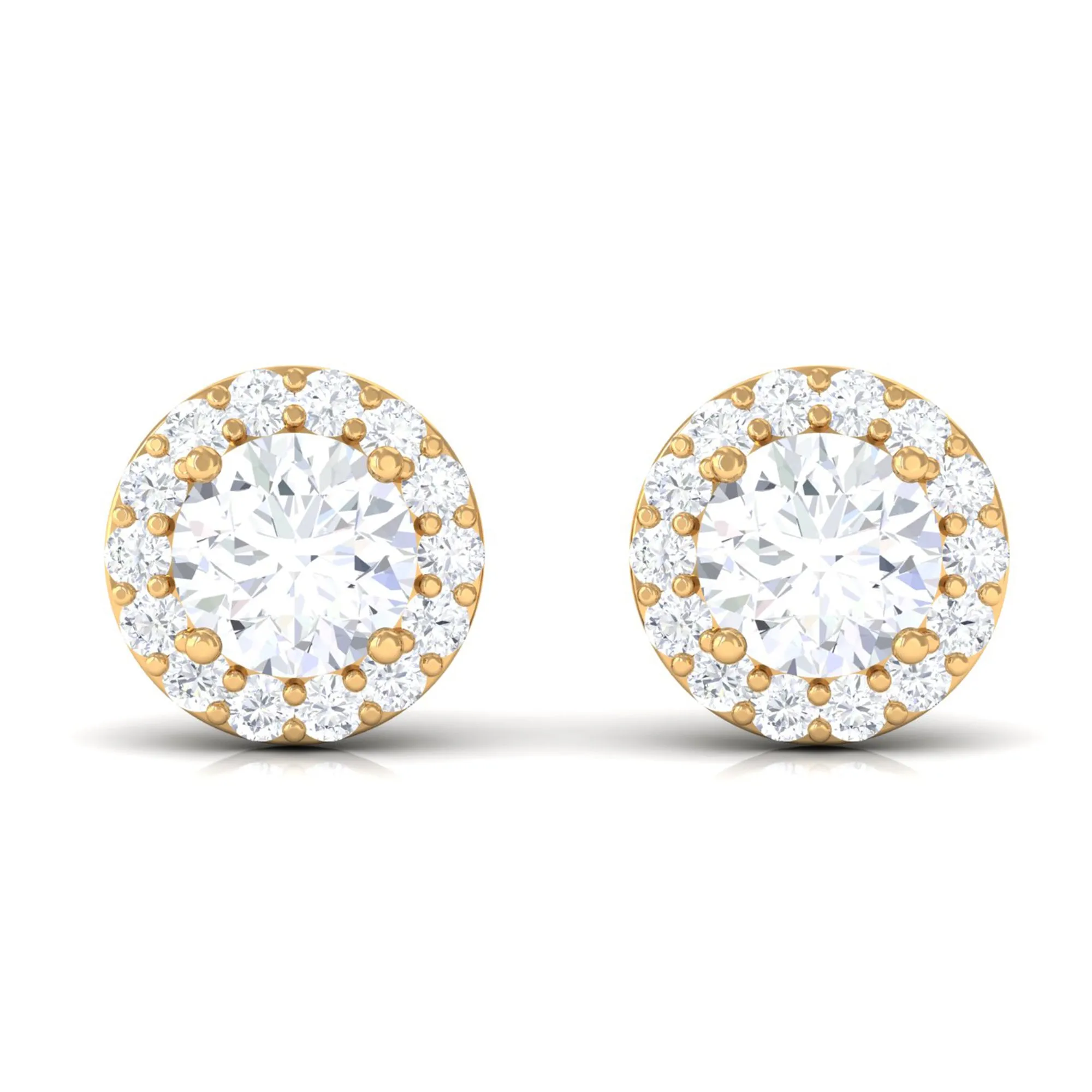 Round Certified Moissanite Halo Stud Earrings