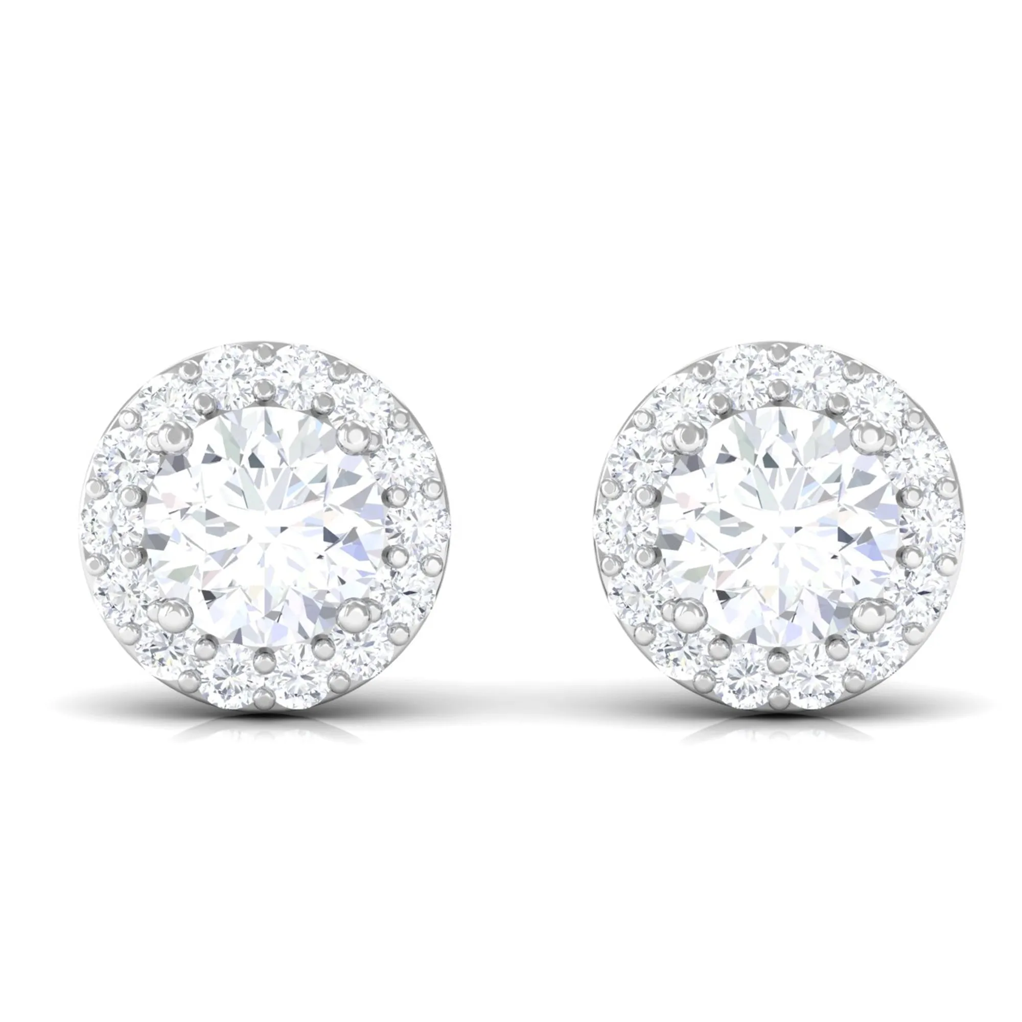 Round Certified Moissanite Halo Stud Earrings