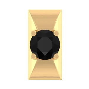 Round Cut Solitaire Black Onyx Gold Bar Tragus Earring