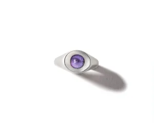 Self Involved Signet Ring, Smooth with Amethyst