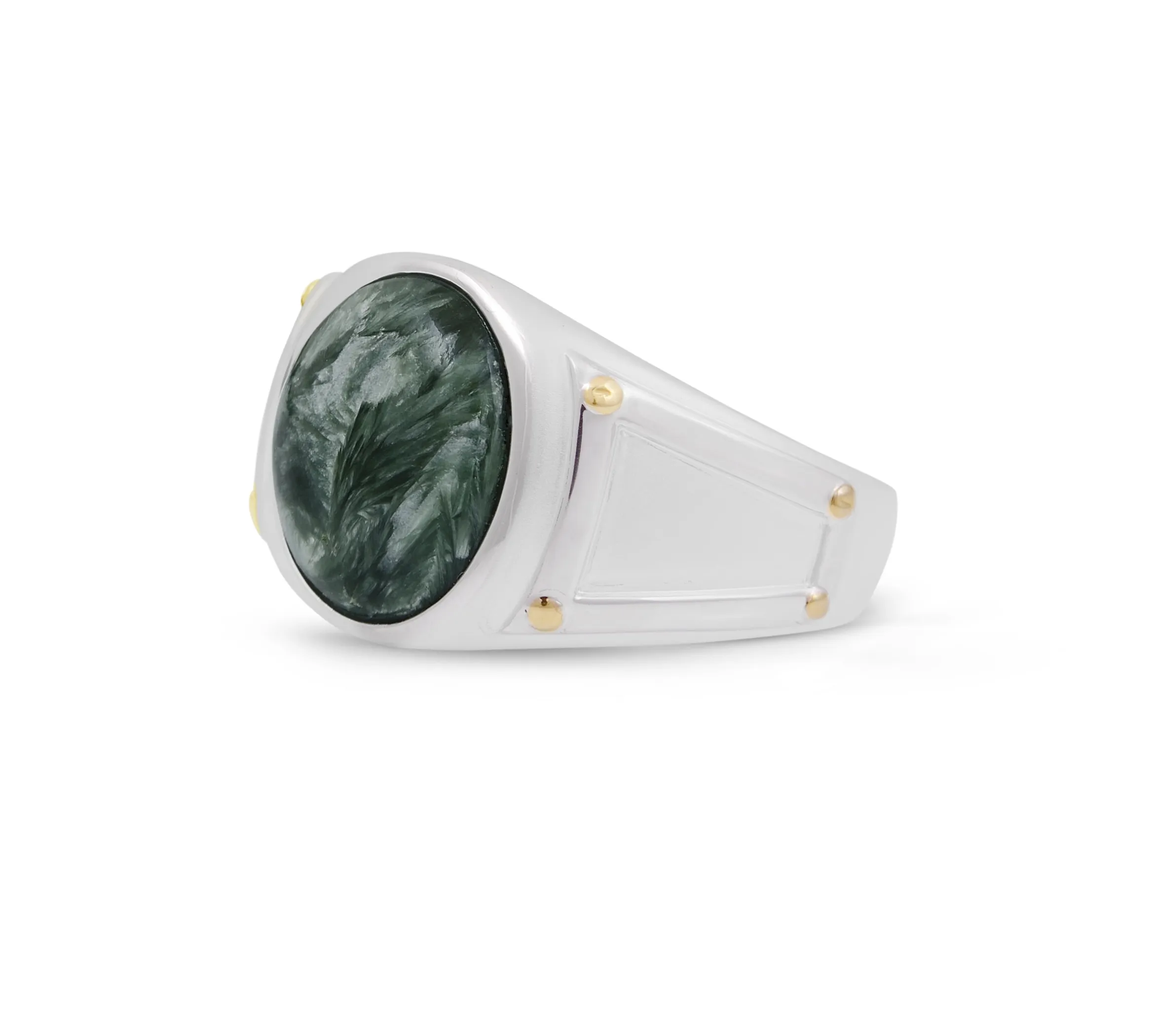 Seraphinite Iconic Stone Signet Ring in Sterling Silver