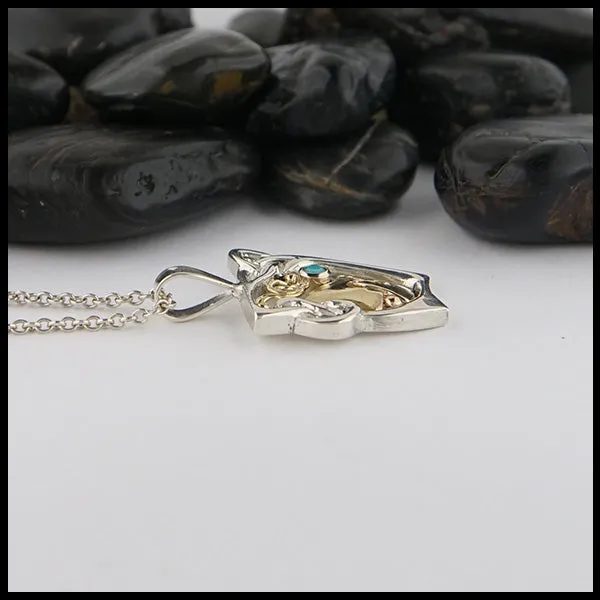 Silver and Gold Turquoise Pendant