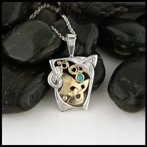 Silver and Gold Turquoise Pendant