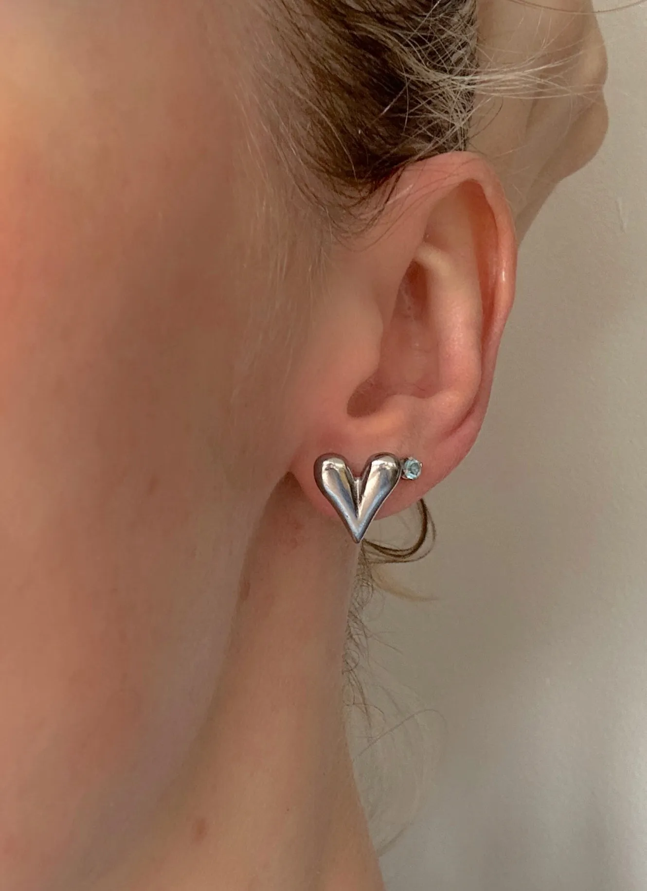 Silver Heart Stud Earrings