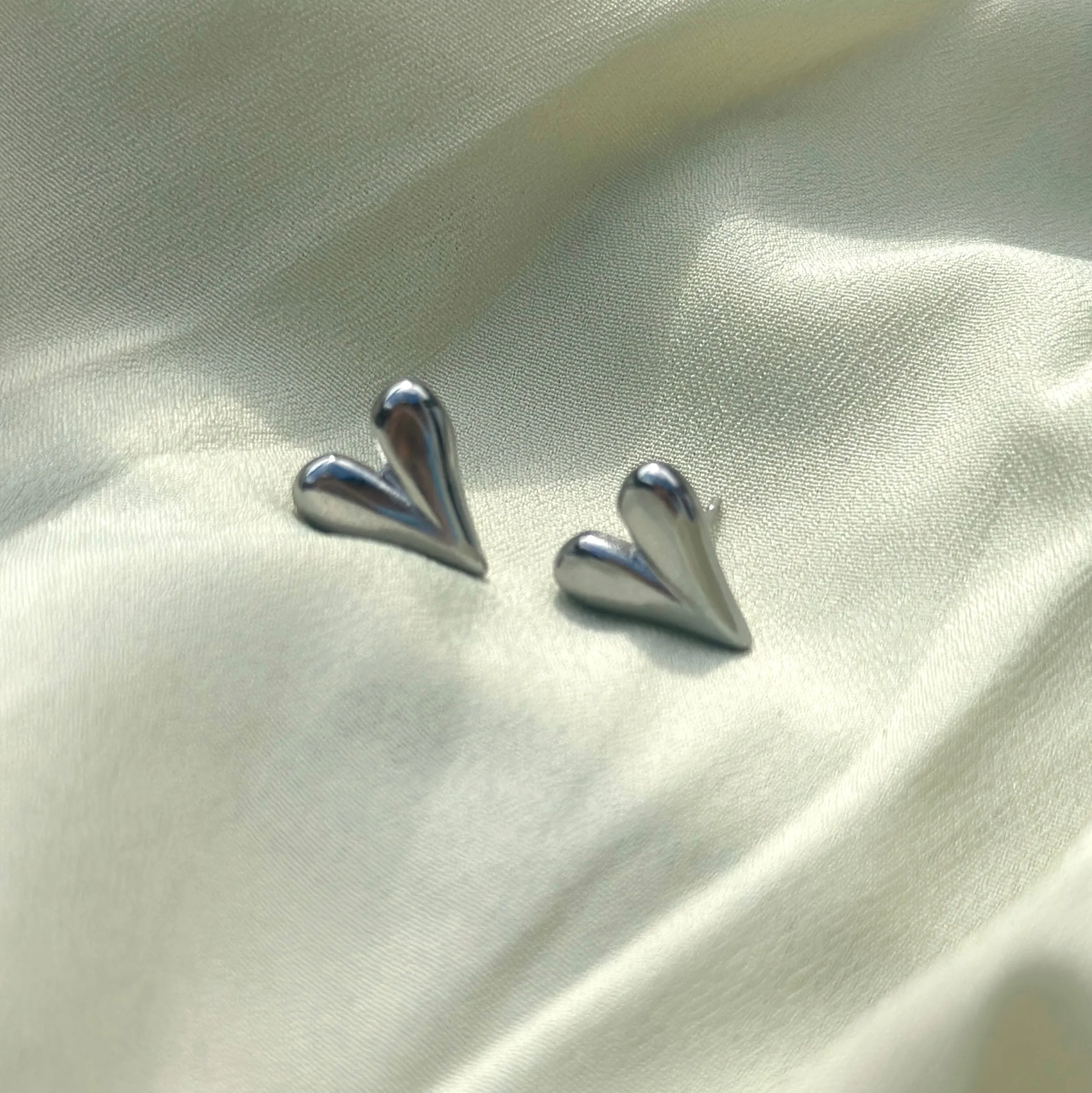 Silver Heart Stud Earrings