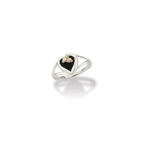 Silver Onyx Heart Ring