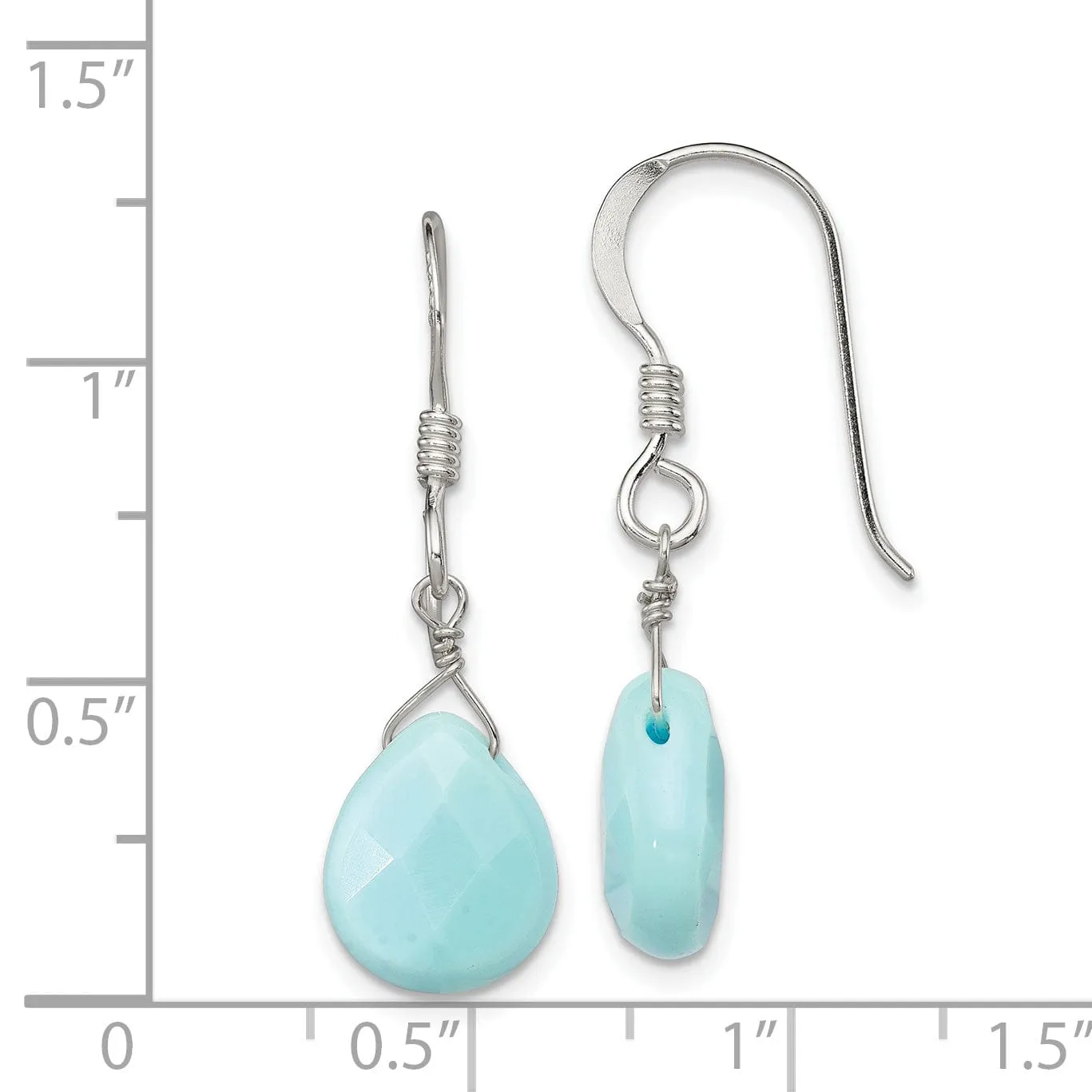 Silver Shepherds Hook Genuine Amazonite Earring