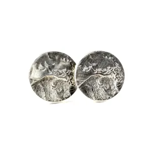 Silver Yellowstone National Park Quarter Punch Out Stud Earrings