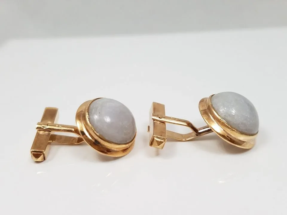 Soothing 14k Yellow Gold Natural Jade Cufflinks