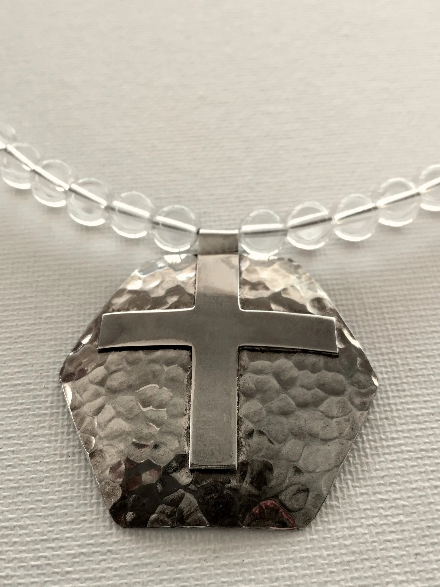 Sterling Hammered Cross Necklace