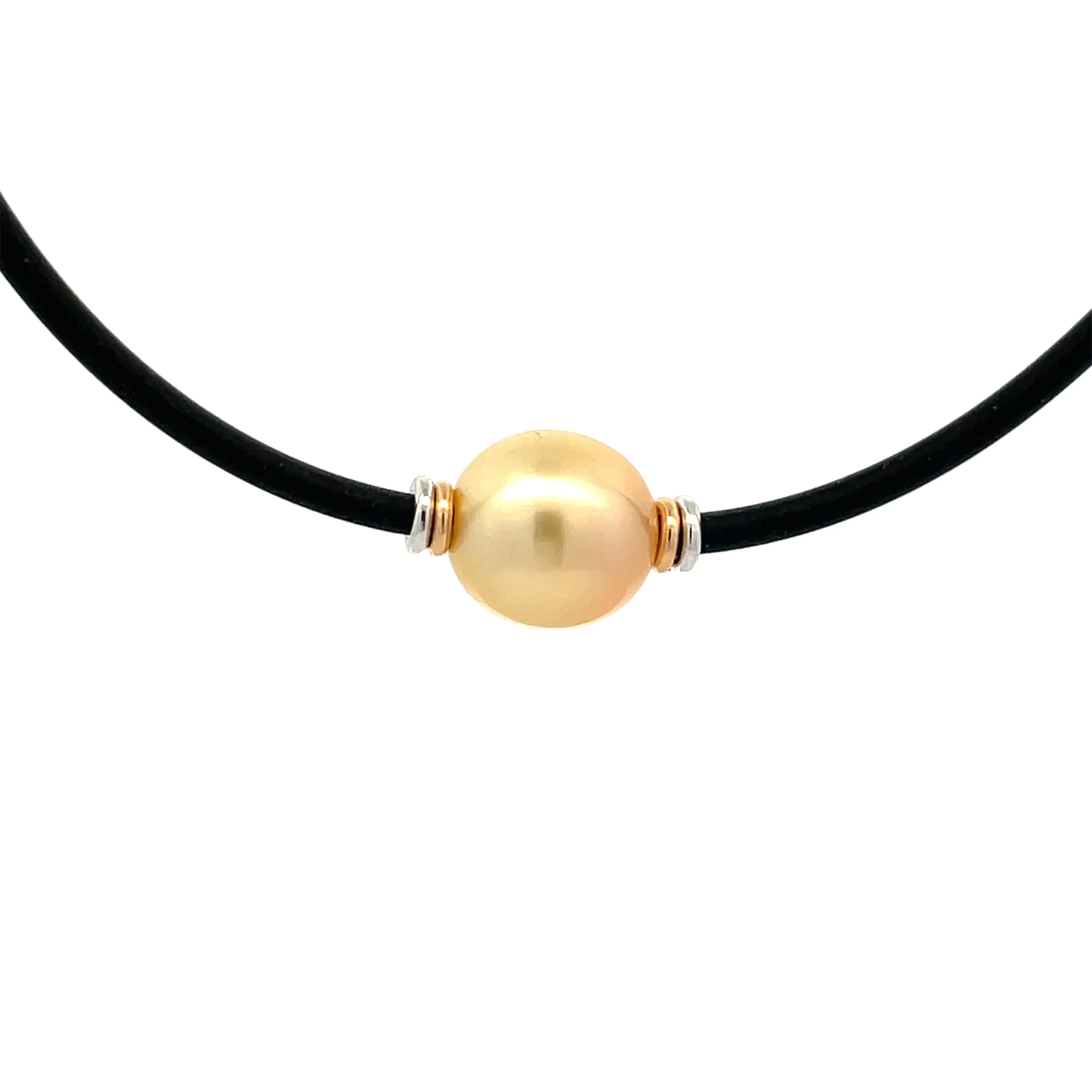 Sterling Silver & 9K Yellow Gold South Sea Cultured 10-11 mm Pearl Neoprene Necklace