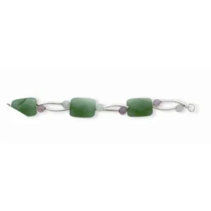 Sterling Silver Aventurine Amazonite & Amethyst Bracelet