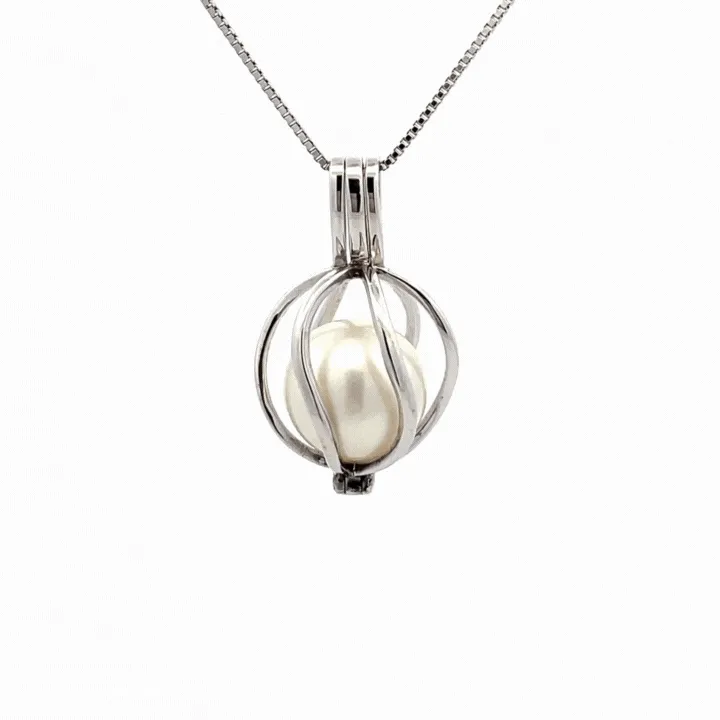 Sterling Silver South Sea Cultured Curved Cage Pearl Pendant