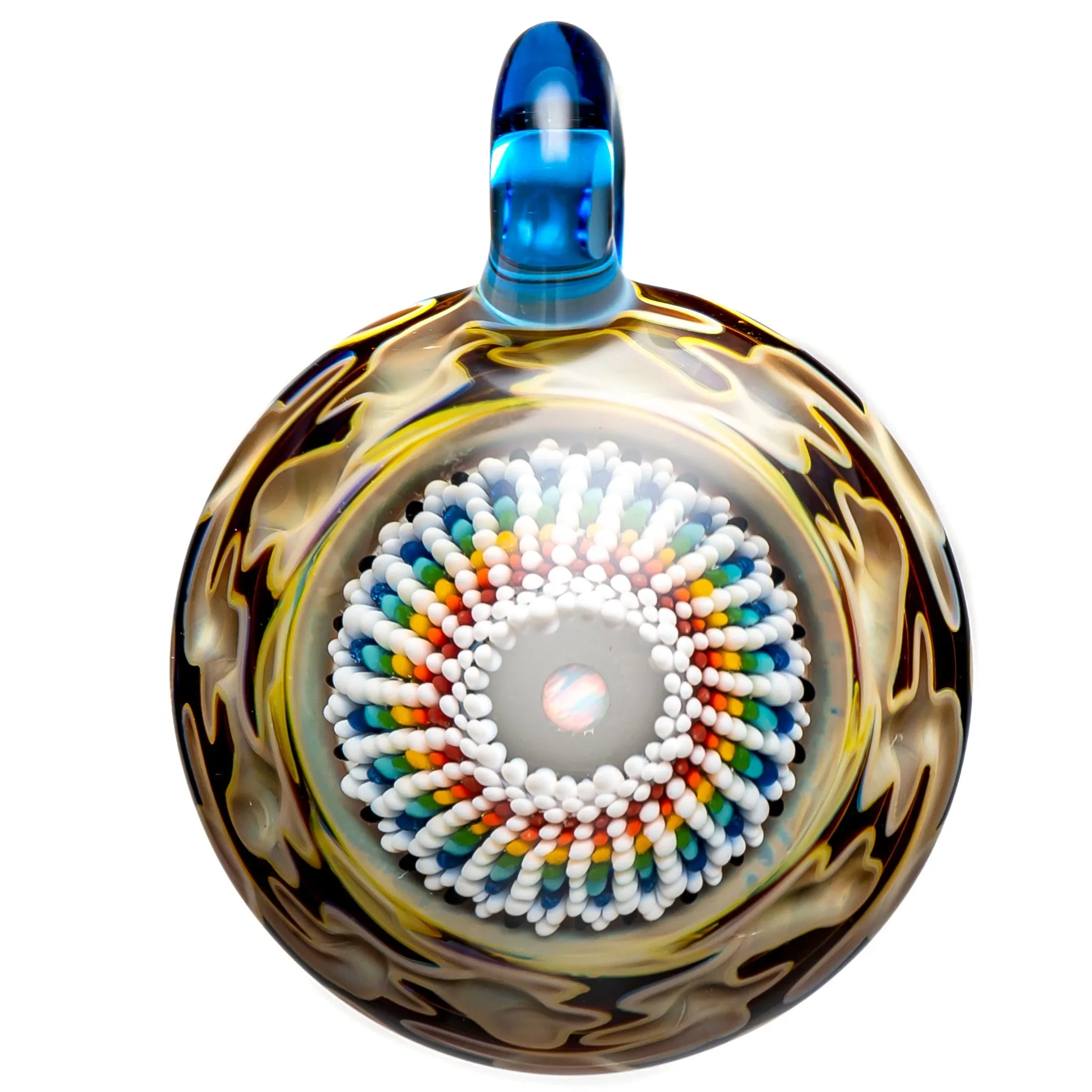 Steve H Glass - Clear Carve Pendant - Rainbow Burst - Double Amber Purple