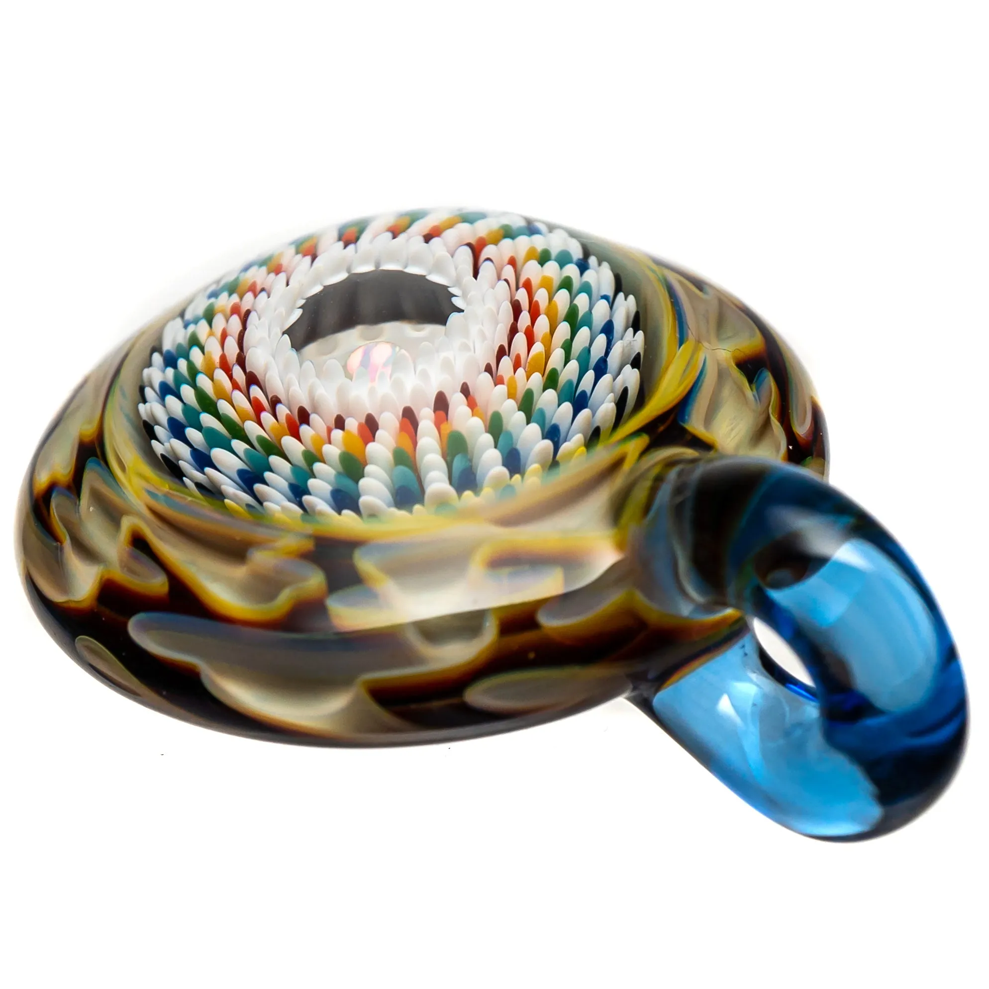 Steve H Glass - Clear Carve Pendant - Rainbow Burst - Double Amber Purple