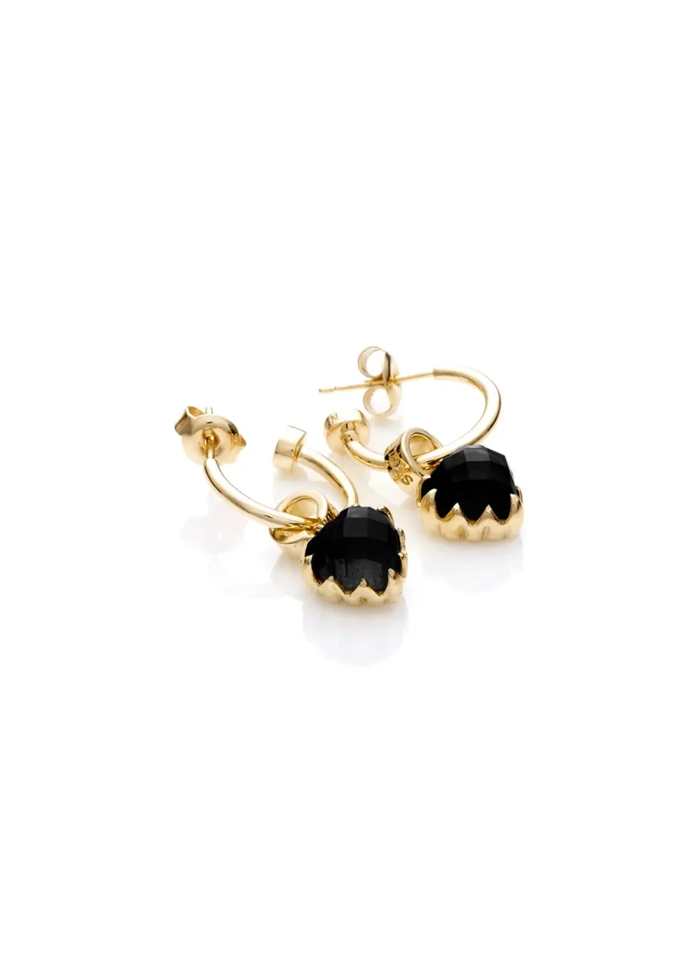 STOLEN GIRLFRIENDS CLUB LOVE CLAW BLACK ONYX EARRINGS GOLD JWL20245O-18YGP