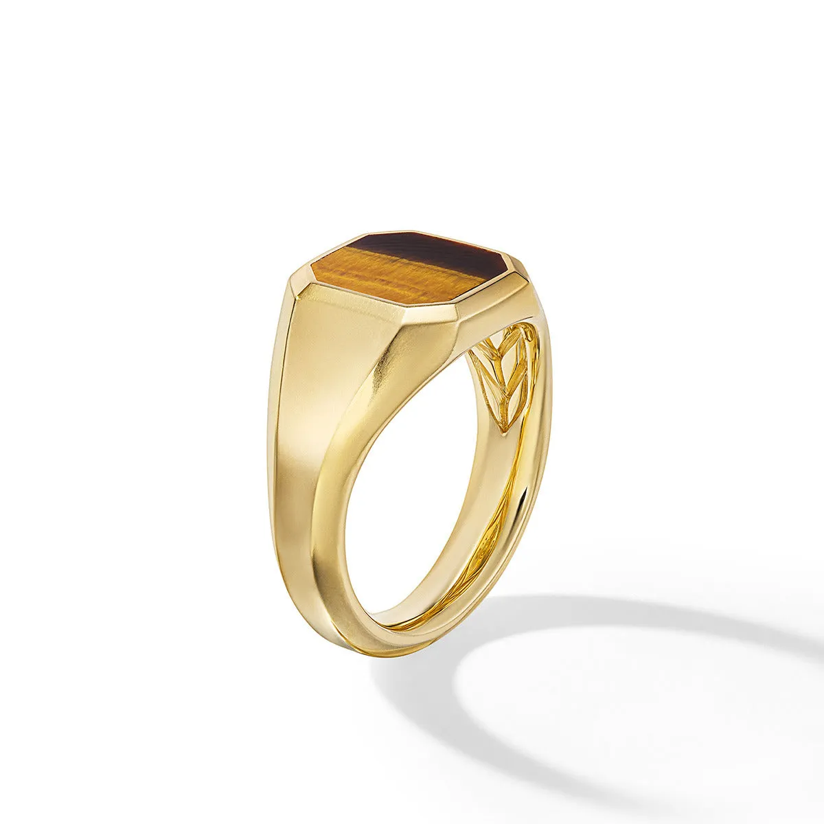 Streamline Signet Ring in 18K Yellow Gold with Tigers Eye