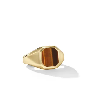 Streamline Signet Ring in 18K Yellow Gold with Tigers Eye